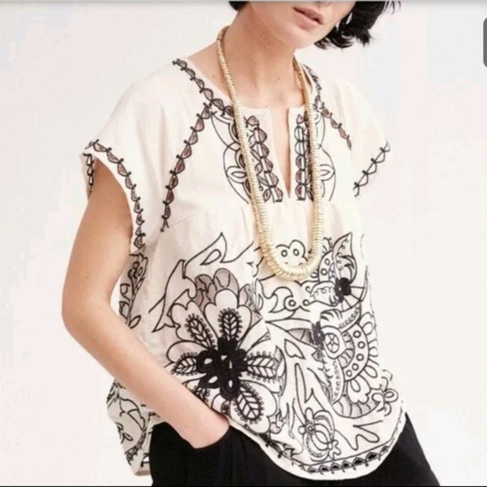 Cream and black embroidered Vanessa Virginia top
